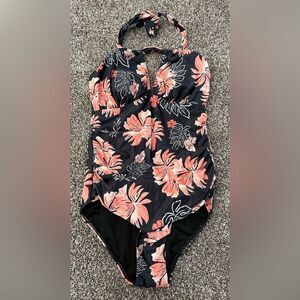 Aqua Eve One Piece Swimsuit. Black Orange White (148)